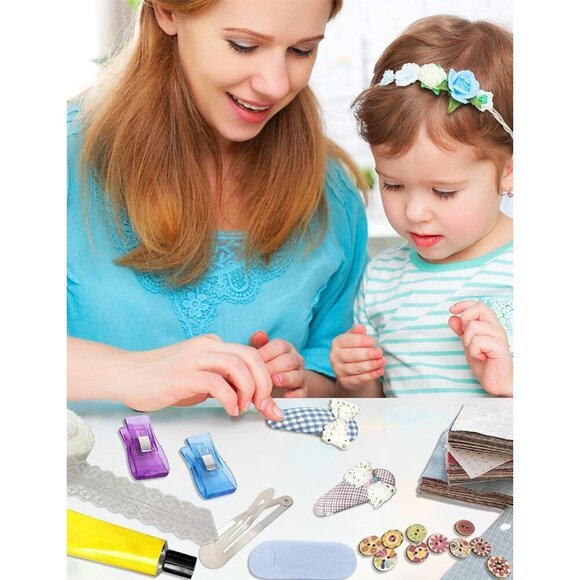 DIY Hair Accessory Kit Craft Supplies for Women Hair Clips Gaskets Fabric main image 4